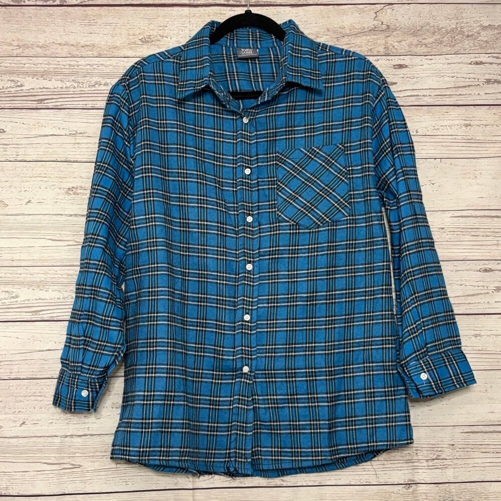TruFit Blue Plaid Button Up‎ Large
